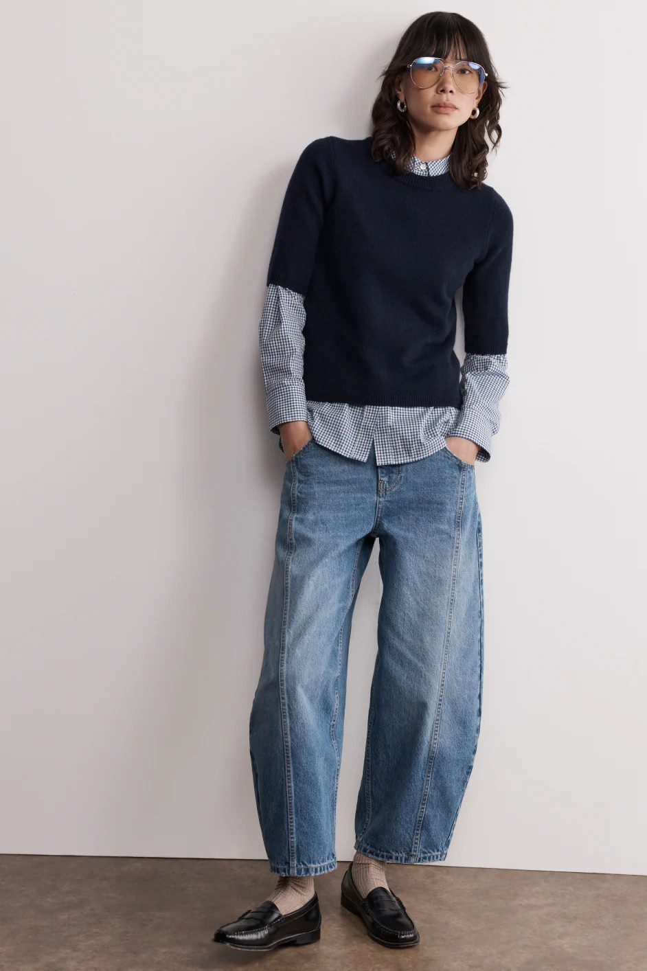 Ginny Seam Detail Barrel Jean - Mid Wash | WYSE London