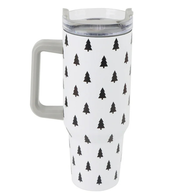 Black and White Christmas Tree Stainless Steel Tumbler, 44 oz, by Holiday Time | Walmart (US)