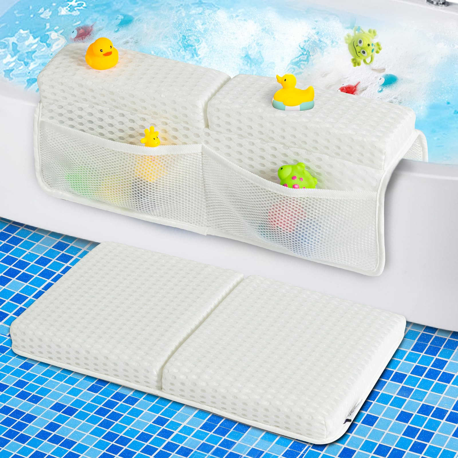 Baby Bath Kneeler and Elbow Rest Pad Set, 1.5'' Thick Quickly Dry Bathtub Kneeler Pad with Baby T... | Amazon (US)
