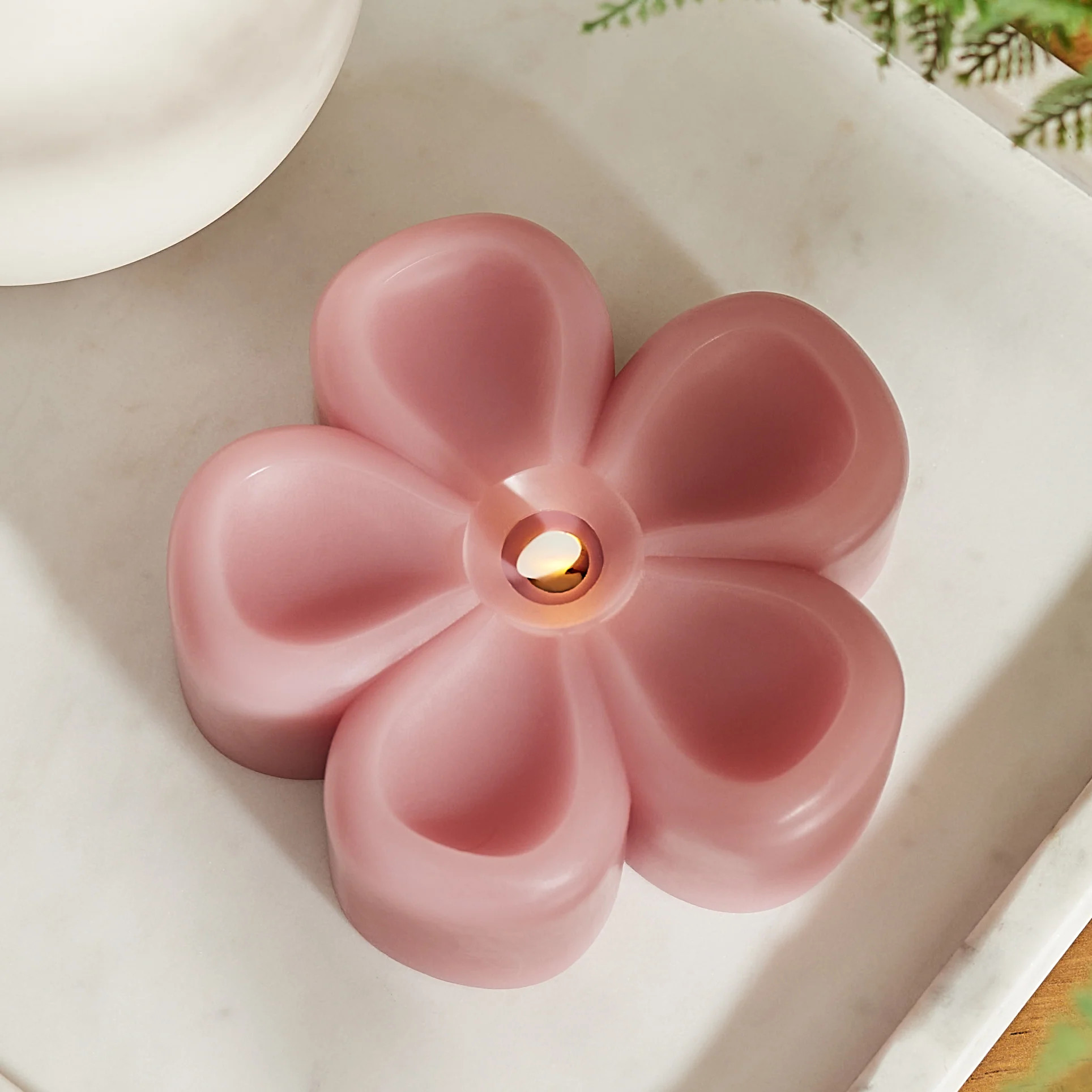 Blooming Mauve Flower Flameless Candle Tealight | Luminara