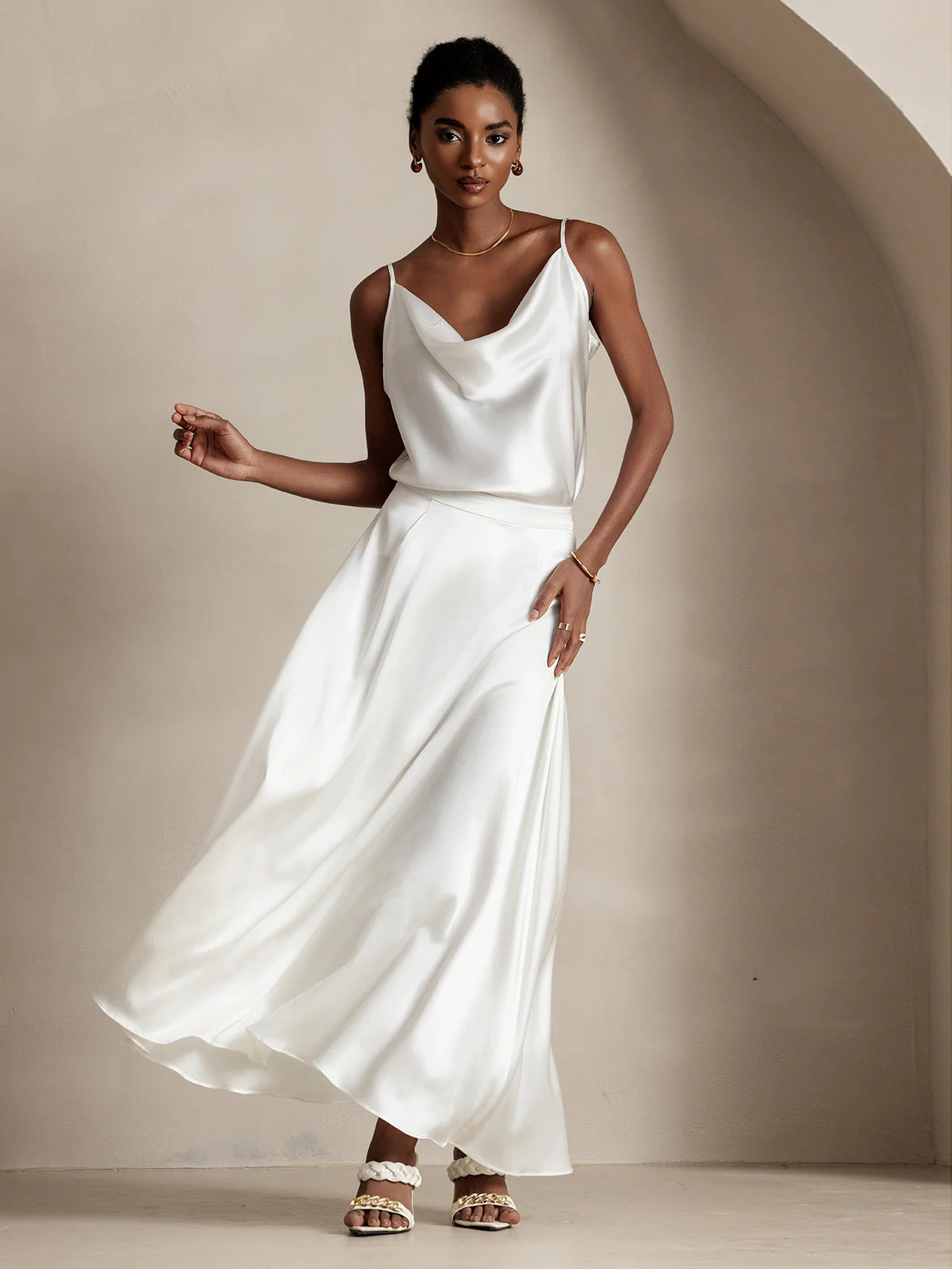 19Momme Silk Solid Color Elegant Classic Maxi Skirt | SILKSILKY