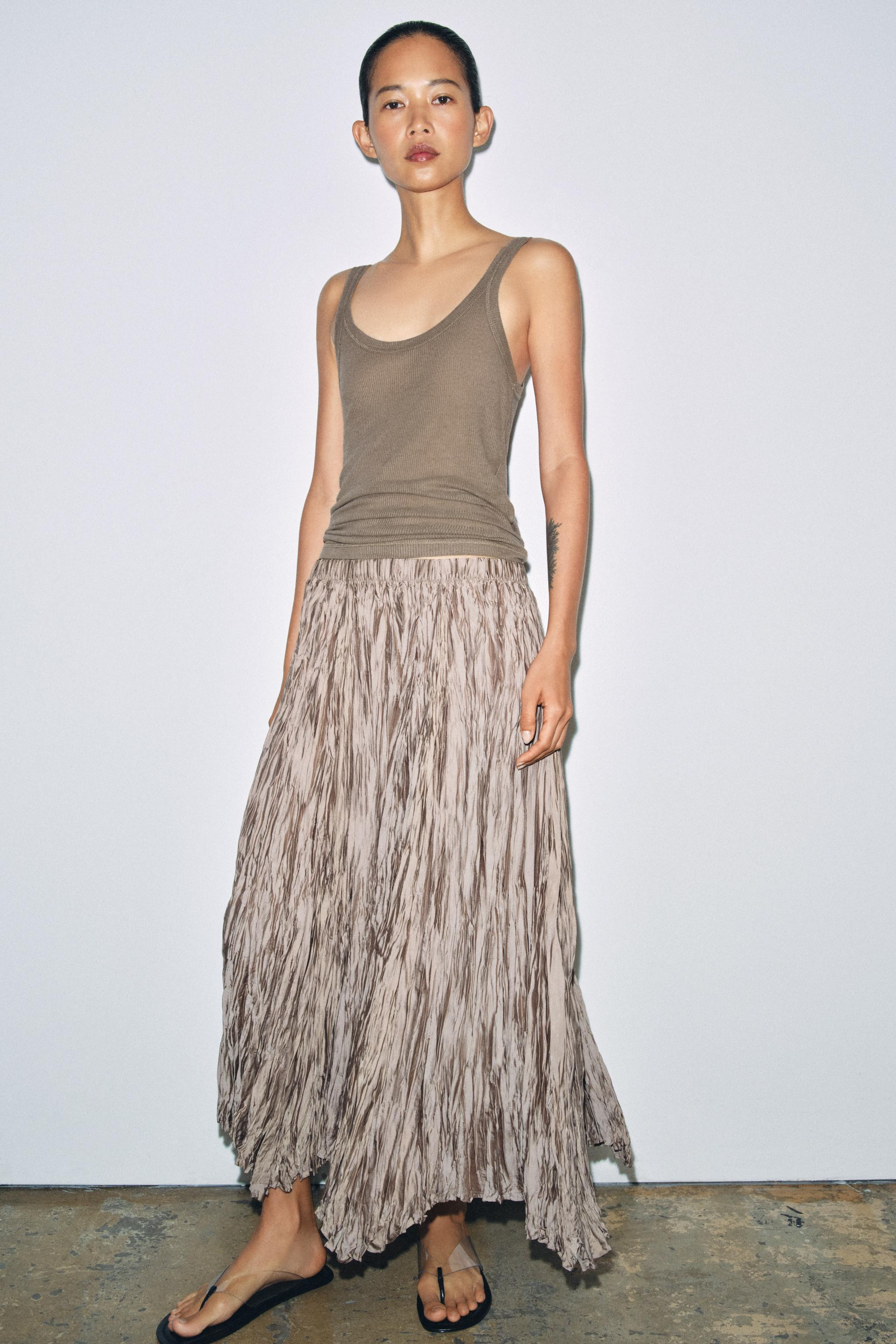 ZW COLLECTION PLEATED LONG SKIRT | Zara US