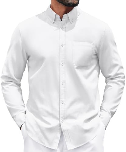 COOFANDY Mens White Shirts Button Down Shirt Long Sleeve Business Casual Shirts for Men | Amazon (US)