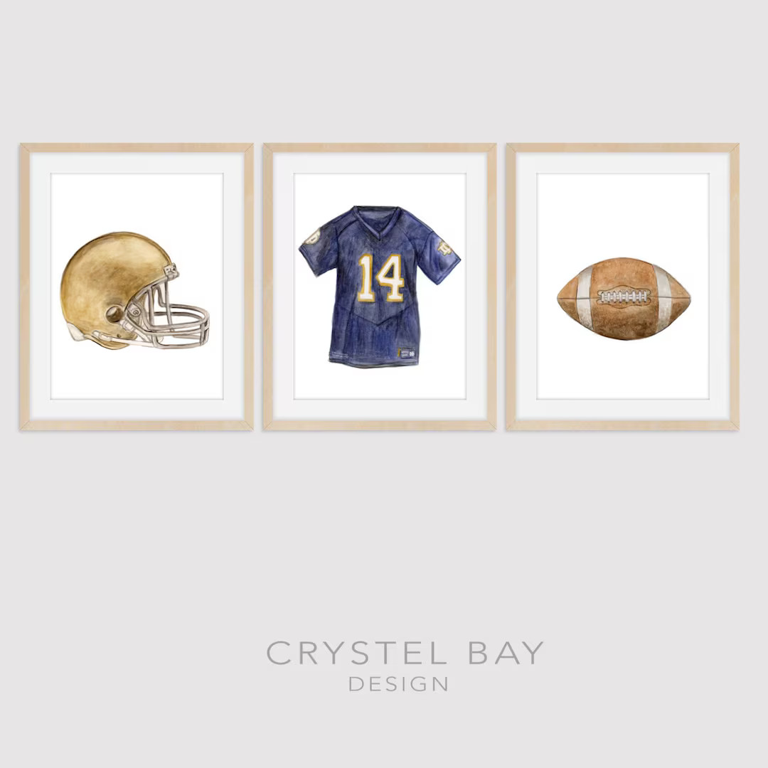 Football Notre Dame Set 3  Nursery Art Print Boys Room - Etsy | Etsy (US)