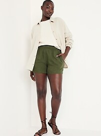 High-Waisted Linen-Blend Pull-On Shorts -- 3.5-inch inseam | Old Navy (US)