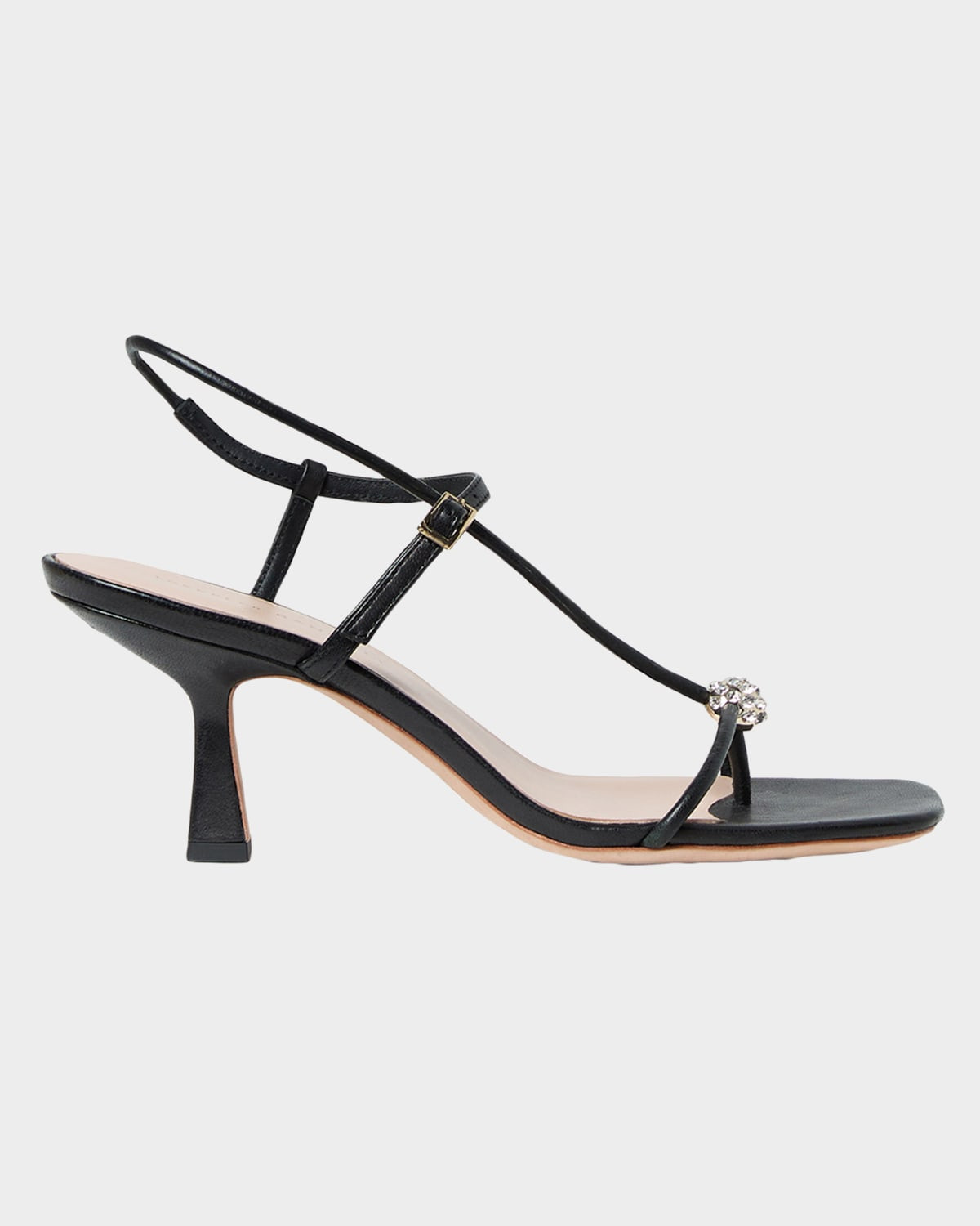 70mm Triana Strappy Crystal Leather Mid-Heel Sandals | Neiman Marcus