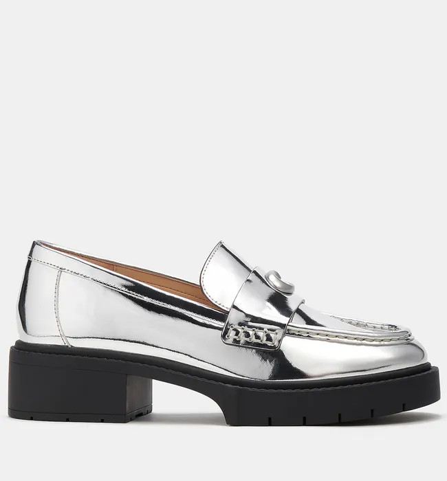 Coach Leah Metallic Leather Loafers | Coggles (Global)