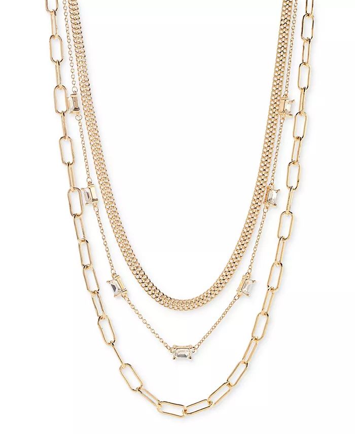 On 34th Crystal & Mixed Link Layered Collar Necklace, 16 | Macy's