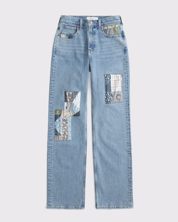Women's High Rise 90s Relaxed Patchwork Jean | Women's New Arrivals | Abercrombie.com | Abercrombie & Fitch (US)
