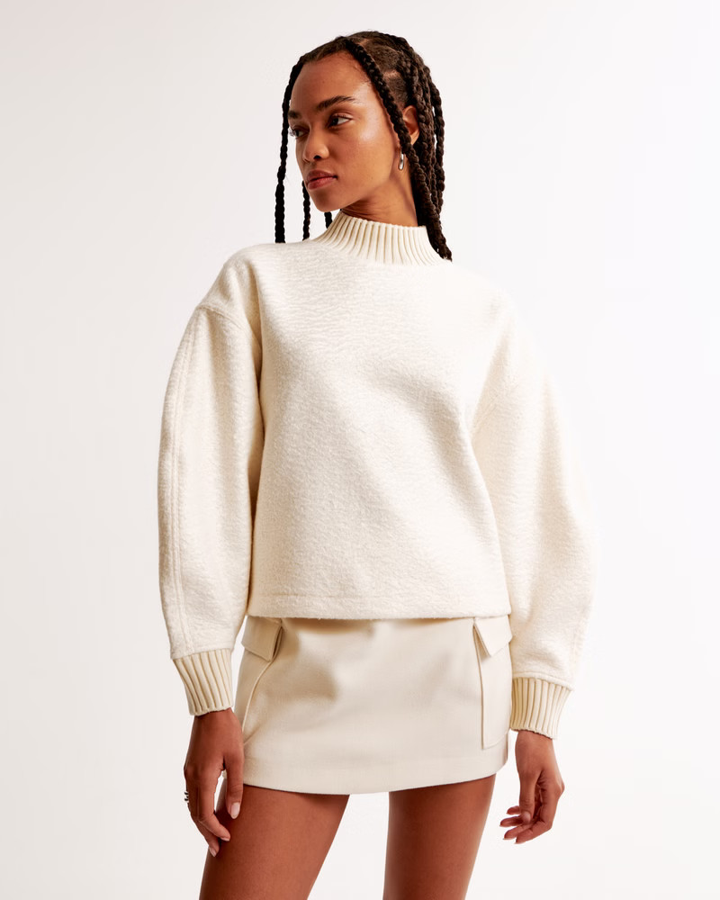 Boucle Fleece Mock Crew | Abercrombie & Fitch (US)
