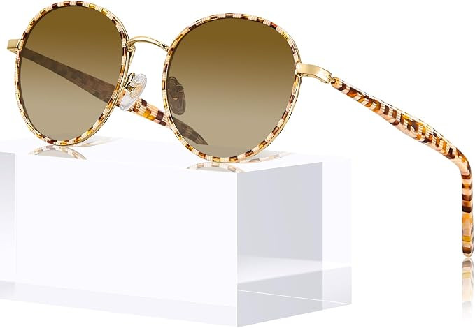 CARFIA Retro Round Polarized Sunglasses for Women UV Protection | Amazon (US)