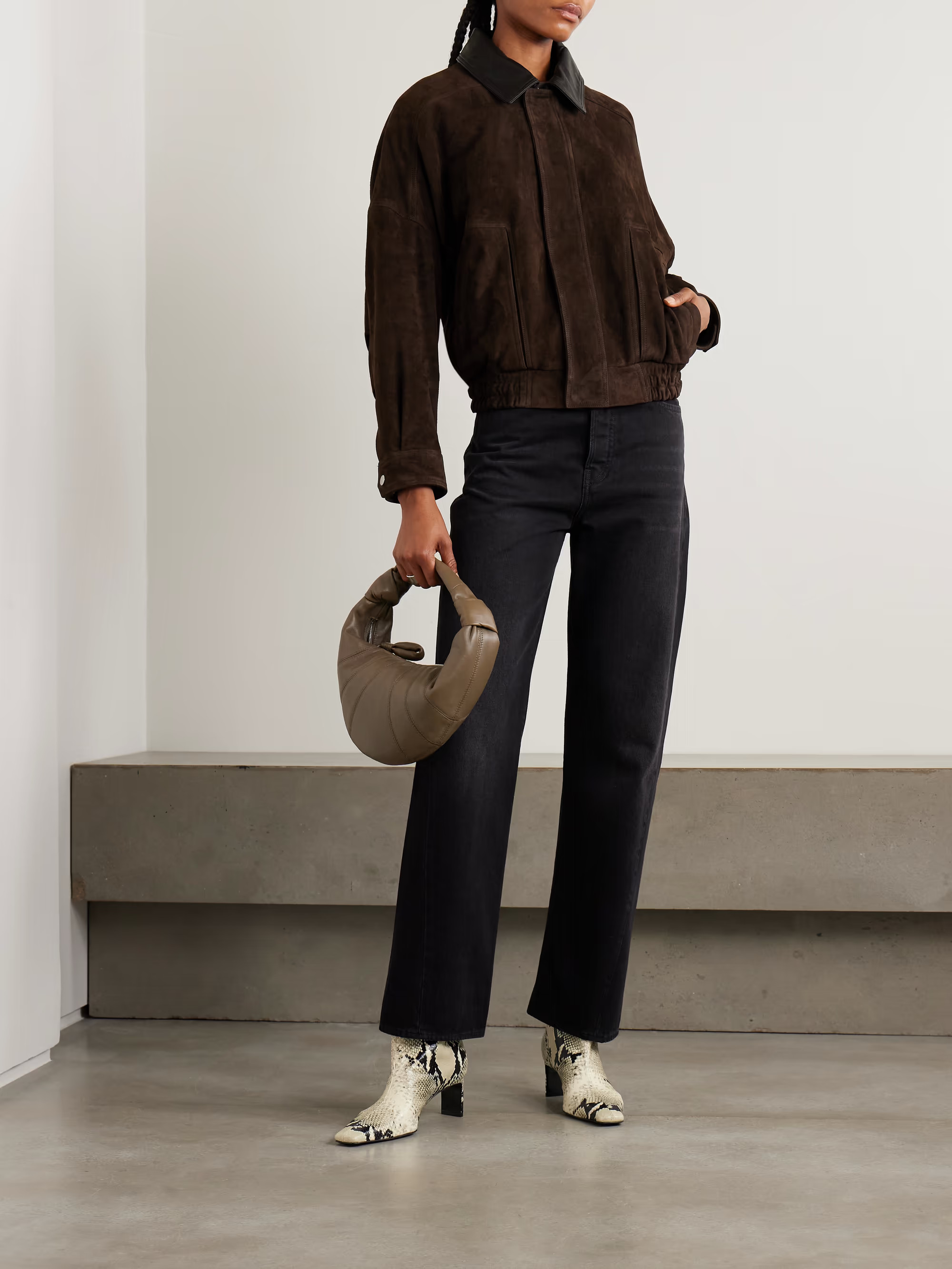 Dalma leather-trimmed suede bomber jacket | NET-A-PORTER (US)