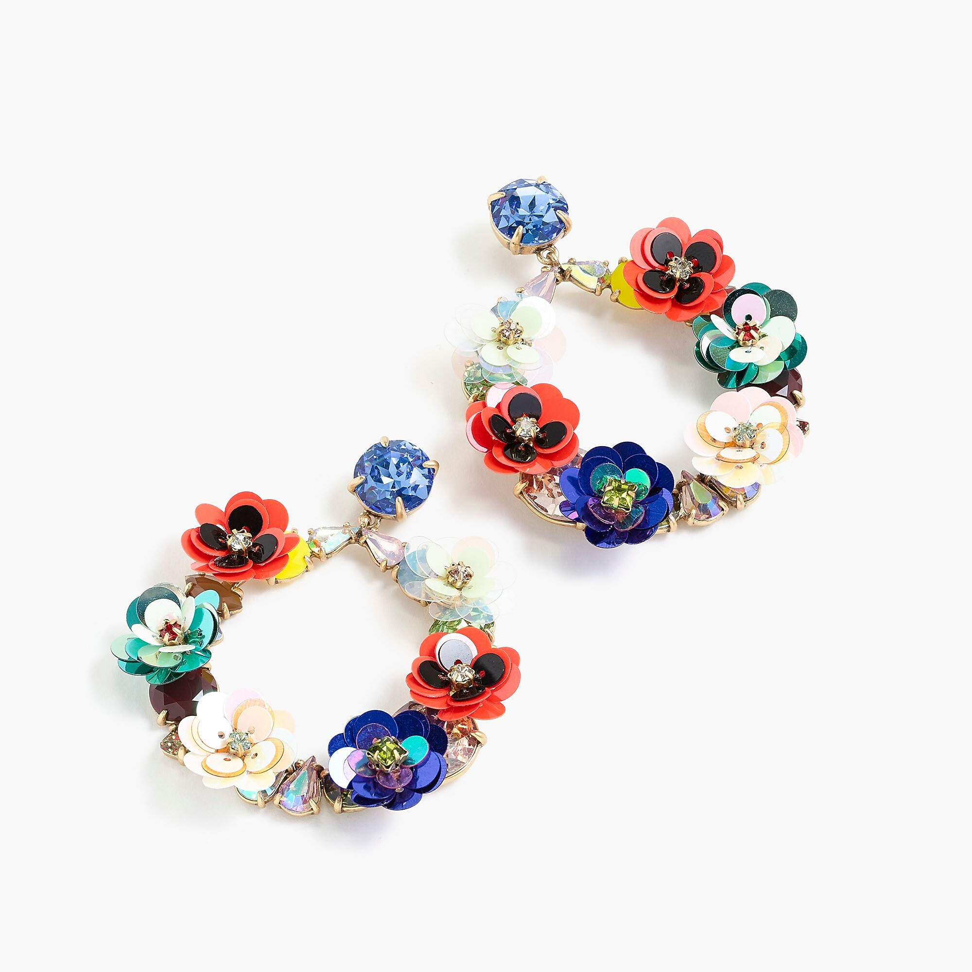 Crystal and sequin wreath earrings | J. Crew US