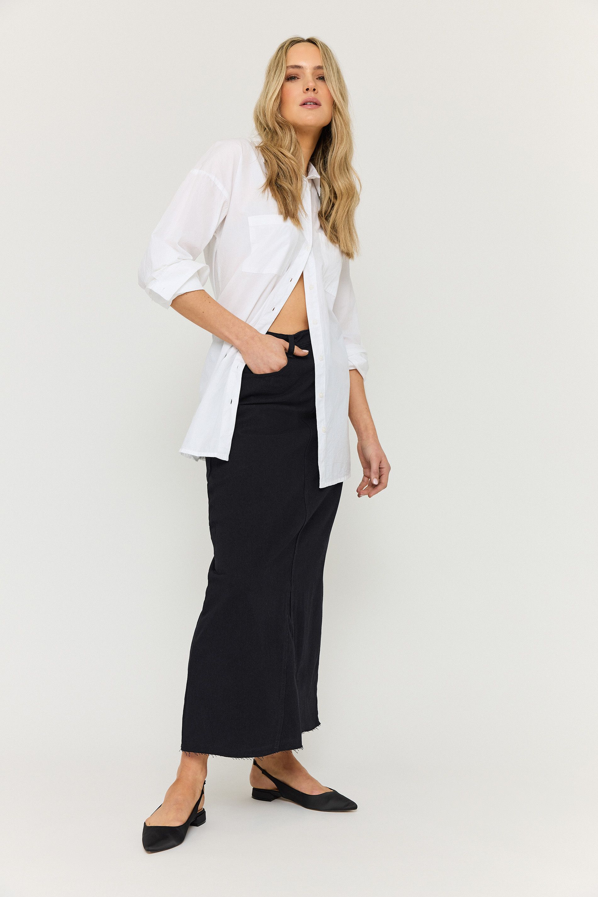 LTS Tall Black Denim Midaxi Skirt | Long Tall Sally