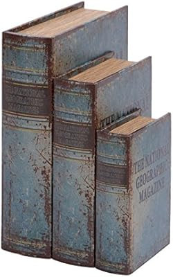 Faux Leather Book Boxes (Set Of 3), Blue | Amazon (US)