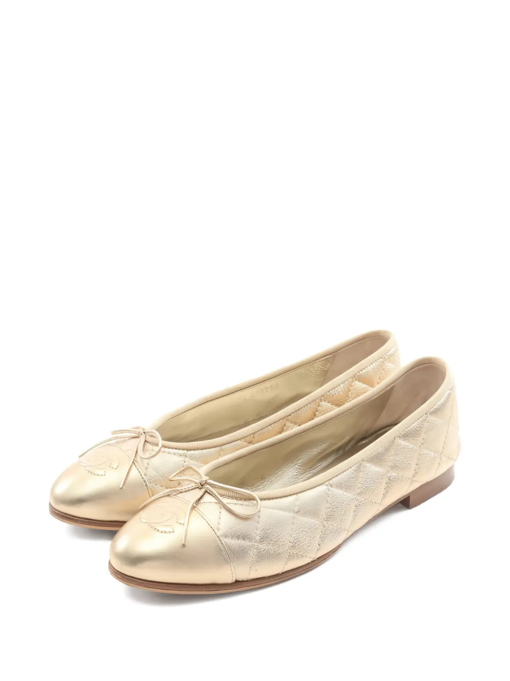 CHANEL Pre-Owned 1986-1988 quilted ballerina shoes - Gold | Farfetch Global