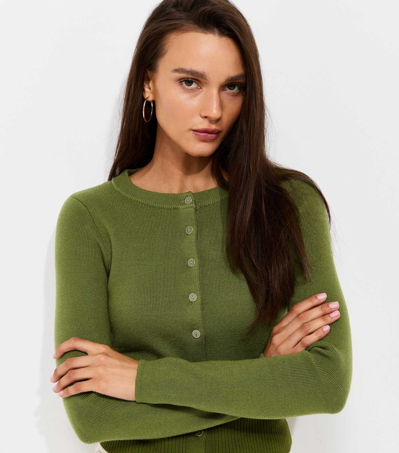 Bright Green Compact Knit Crew Neck Cardigan | New Look | New Look (UK)