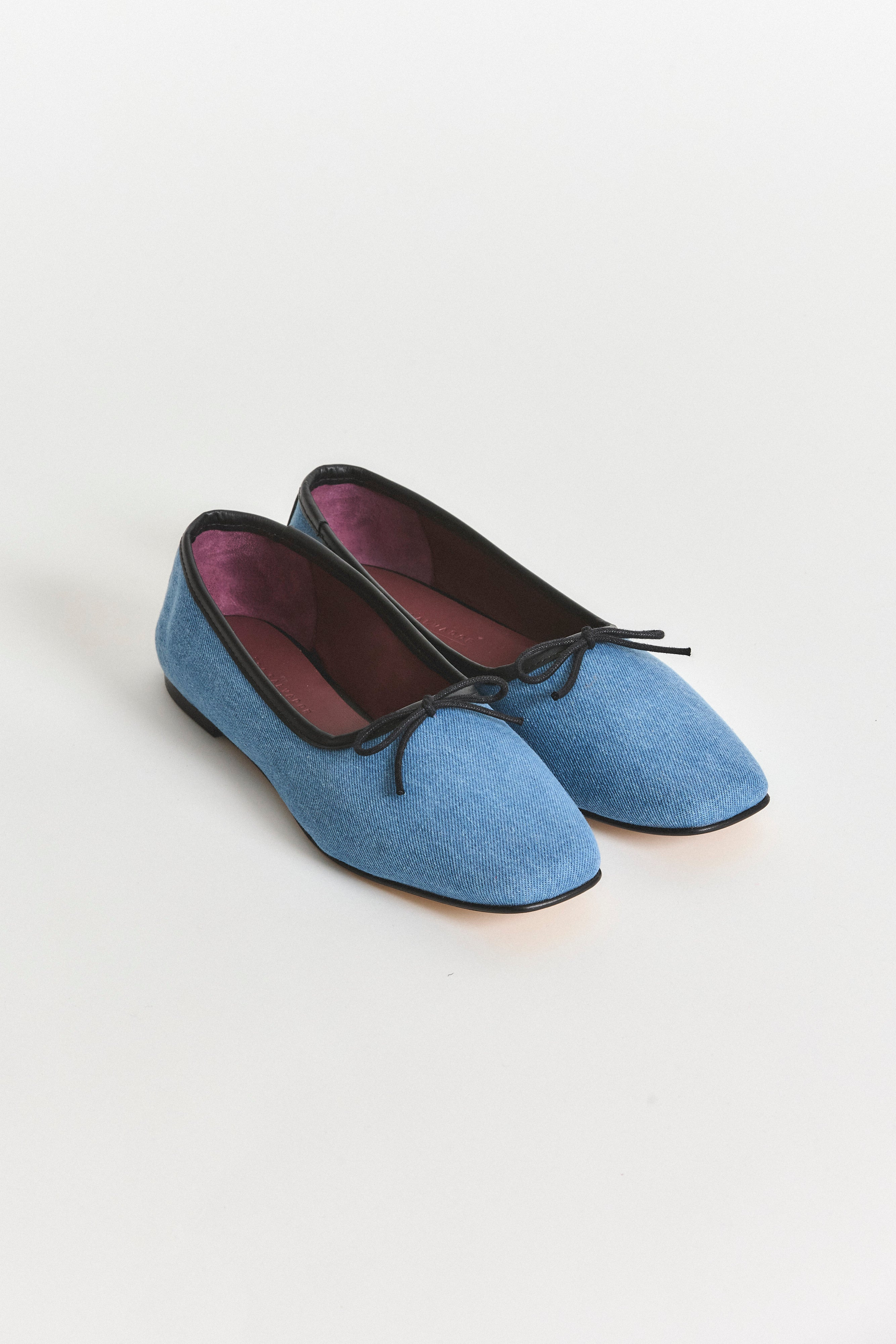 Jada Square Toe Ballet Flat - Ocean Denim | Derek Lam