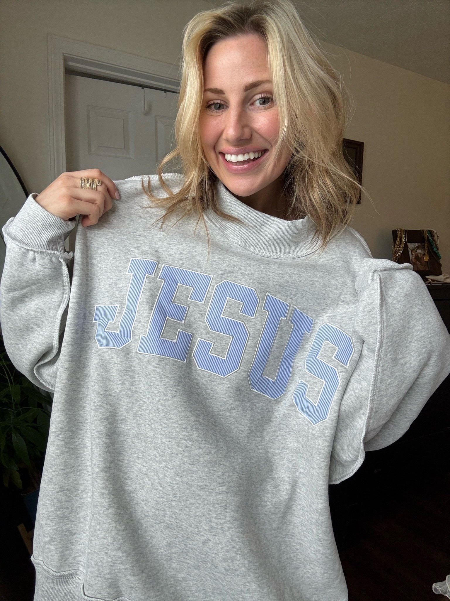 LOVEEEEEE😍
I got the L/XL for an oversized fit🤍


Sweatshirt 
Jesus
Cozy
Comfy mom clothes
Mom style
Fall weather

#LTKgrwm #LTKootd #LTKmomlife