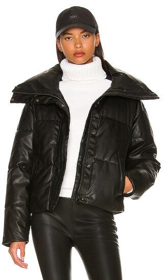 Peak Vegan Leather Puffer Jacket in Black | Revolve Clothing (Global)