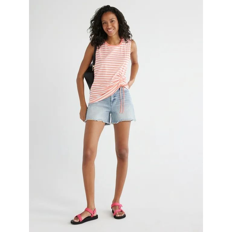 Time and Tru Women's Denim Shorts with Destructed Hem, 4" Inseam, Sizes 2-20 | Walmart (US)