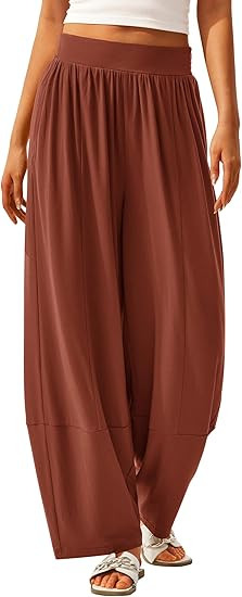 MASCOMODA Women Casual Wide Leg Palazzo Lounge Pants Comfy Soft Loose Flowy Yoga Pants Smocked Hi... | Amazon (US)