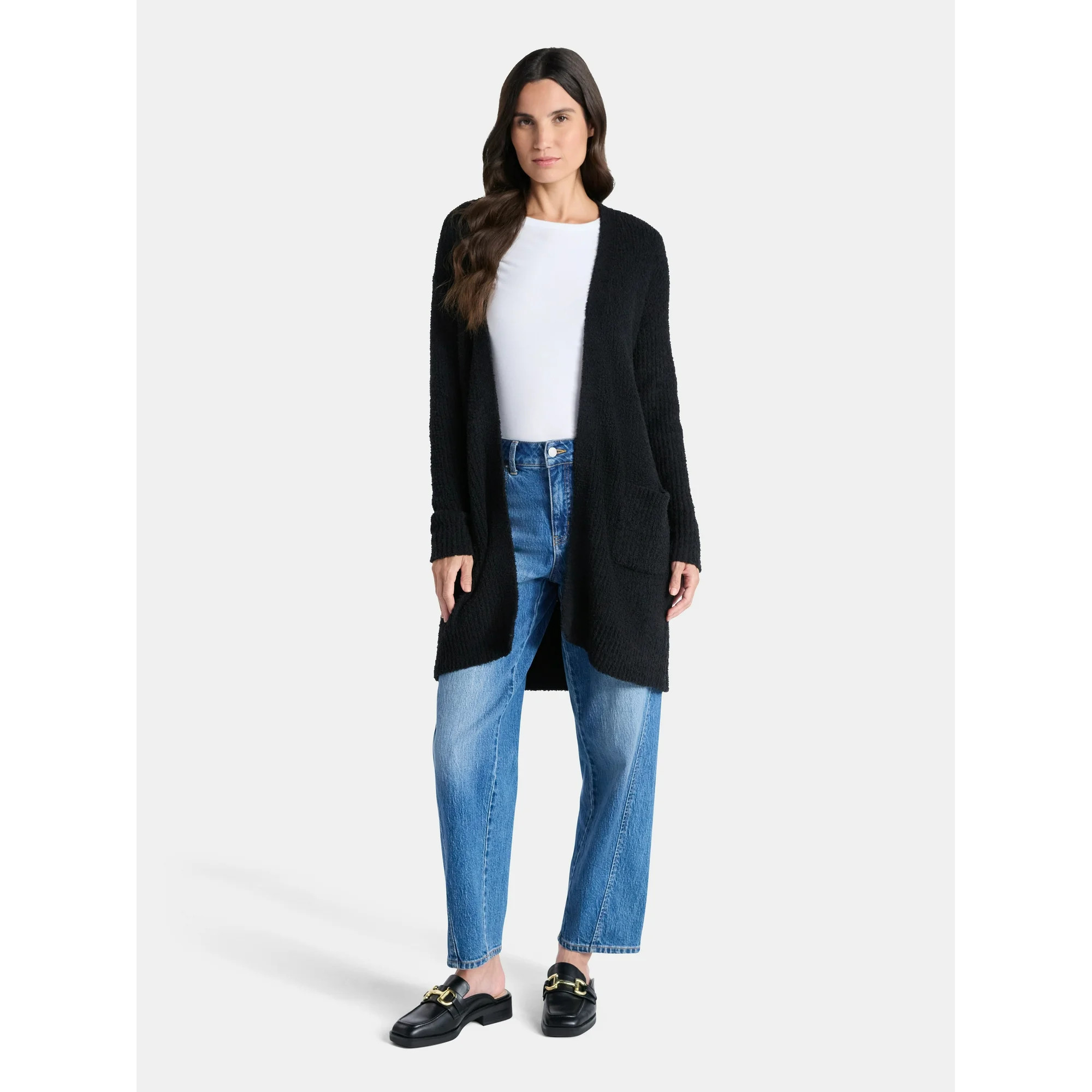 Time and Tru Women’s and Women’s Plus Super Soft Longline Cardigan Sweater, Lightweight, Size... | Walmart (US)