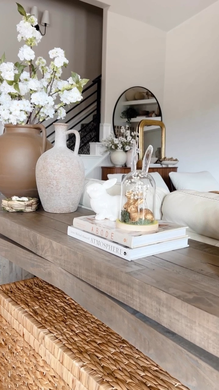 Spring decor console table #springdecor #spring #easter #easter2025 #easterdecor #easterdecorating #console table 

#LTKHome #LTKSeasonal