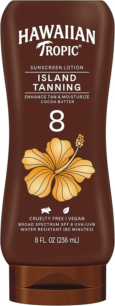 Hawaiian Tropic Island Tanning Reef Friendly Lotion Sunscreen with Cocoa Butter, SPF 8, Coconut, ... | Amazon (US)