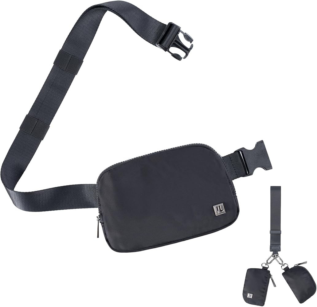 JANNLOE Fanny Belt Bag Waist Pack Crossbody for Running Hiking Travel with 2 in 1 Mini Wristlet Purs | Amazon (US)