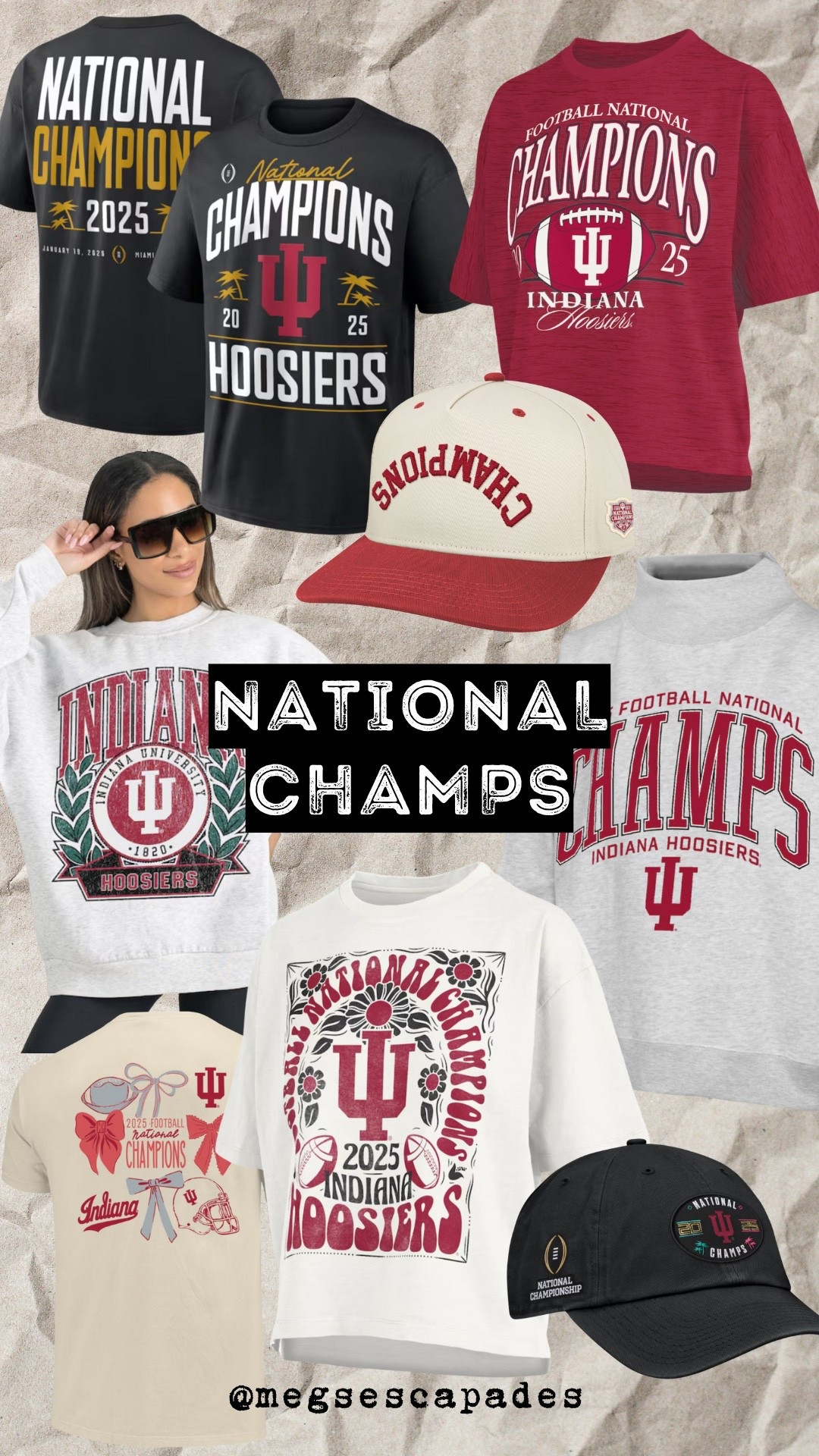 Indiana University National champions gear. Collegiate gear. IU apparel. IU championship clothes. School pride. Indiana Hoosiers. Hoosiers. College apparel