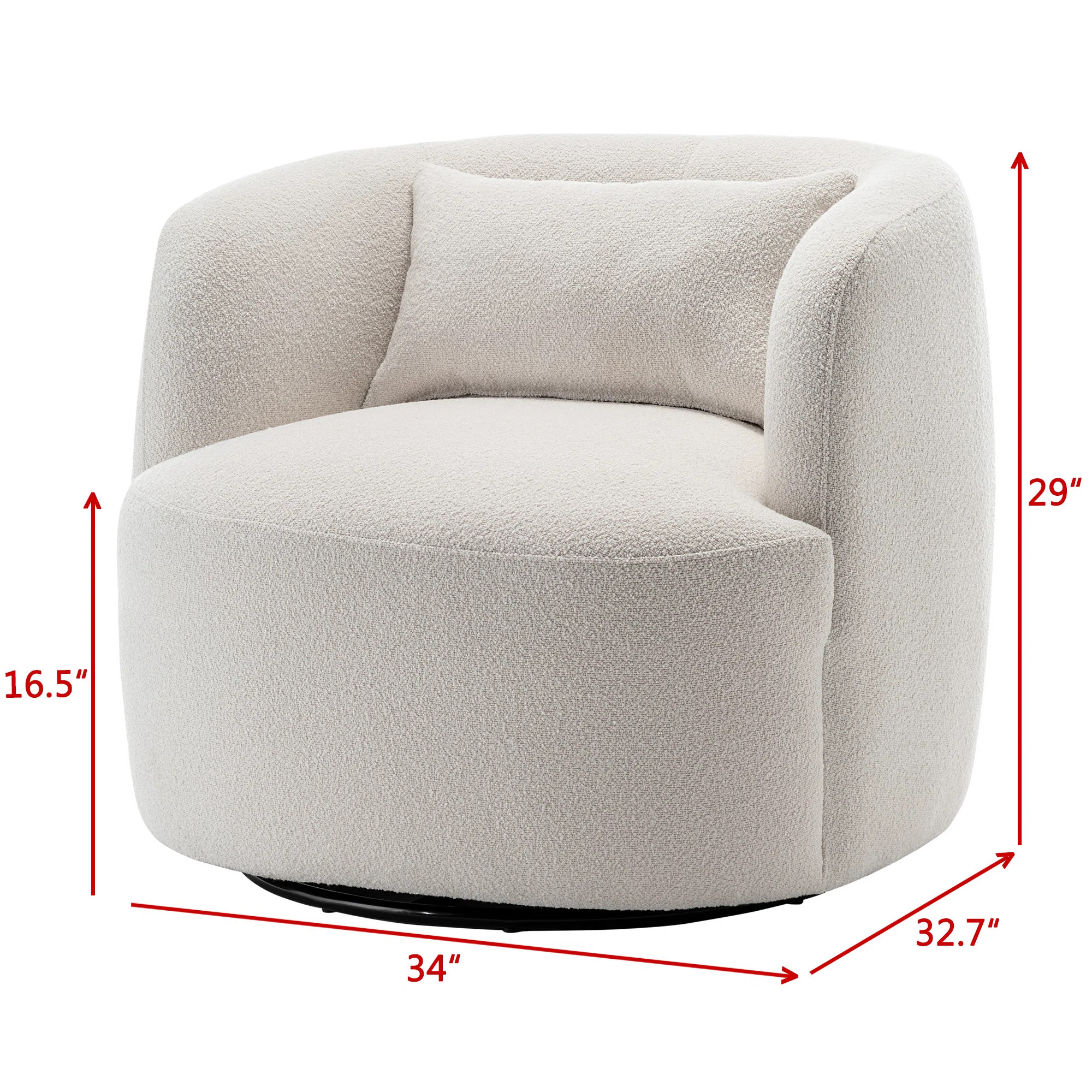 Bruschi 34" Wide Boucle Polyester Upholstered Swivel Armchair | Wayfair North America
