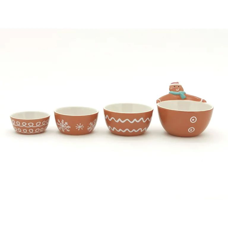 Holiday Time Striped Gingerbread Man Measuring Cups, Stoneware Ceramic | Walmart (US)