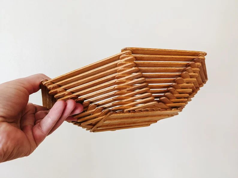 Popsicle Stick Basket Vintage Retro 1960s 1950s DIY Craft | Etsy | Etsy (US)