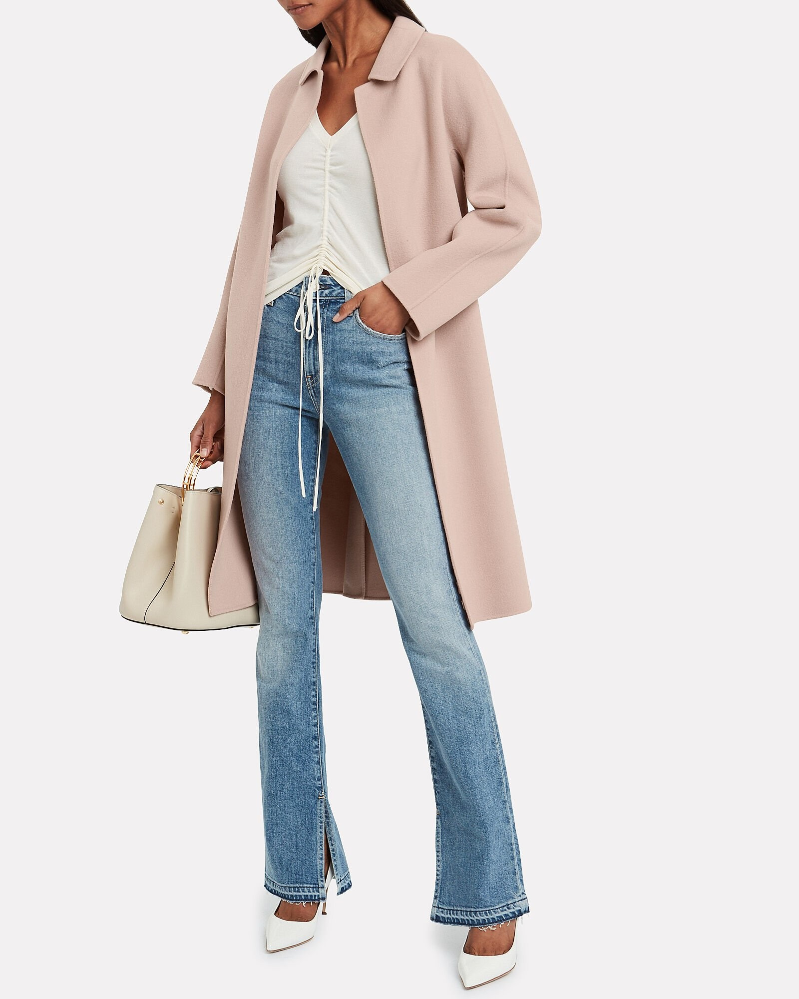 Ruched Tie Front Knit Top | INTERMIX