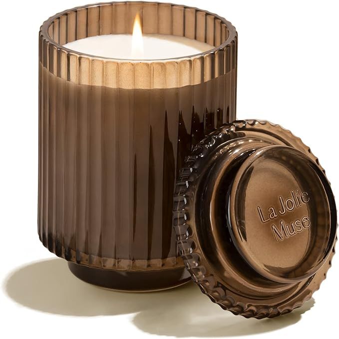 LA JOLIE MUSE Woody Jasmine Candles for Home Scented - Luxury Jar Candles with Aesthetic Glass, C... | Amazon (US)