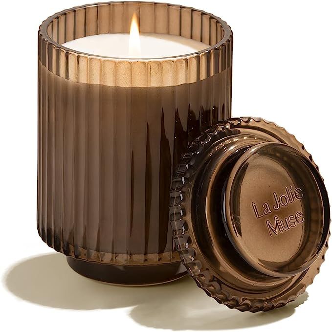 LA JOLIE MUSE Woody Jasmine Candles for Home Scented - Luxury Jar Candles with Aesthetic Glass, C... | Amazon (US)