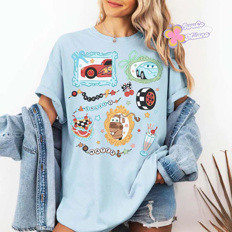 Coquette Bow Bracelet Disney Cars Shirt, Lightning Mcqueen Mater Doc Hudson Sally Carrera Birthda... | Etsy (US)