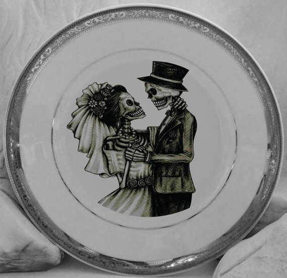 Foodsafe Skeleton Wedding Couple Plates Skeleton Bride & | Etsy | Etsy (US)