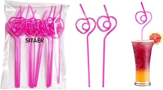 12 PCS Heart-Shaped Party Straws Drinking Sipping Straws, Novelty Props for Wedding Birthday Part... | Amazon (US)