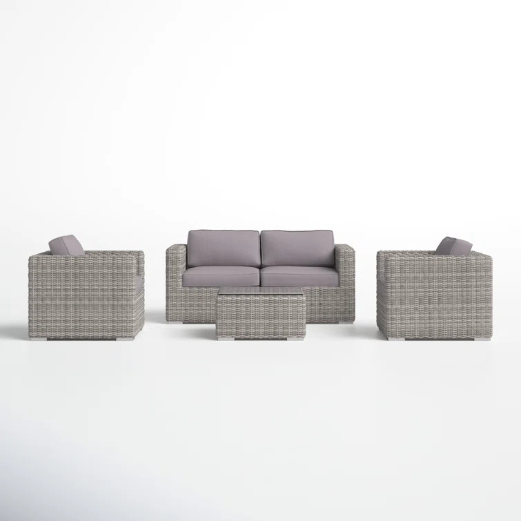 Anden Rattan Wicker Fully Assembled 4 - Person Seating Group with Cushions | Wayfair North America