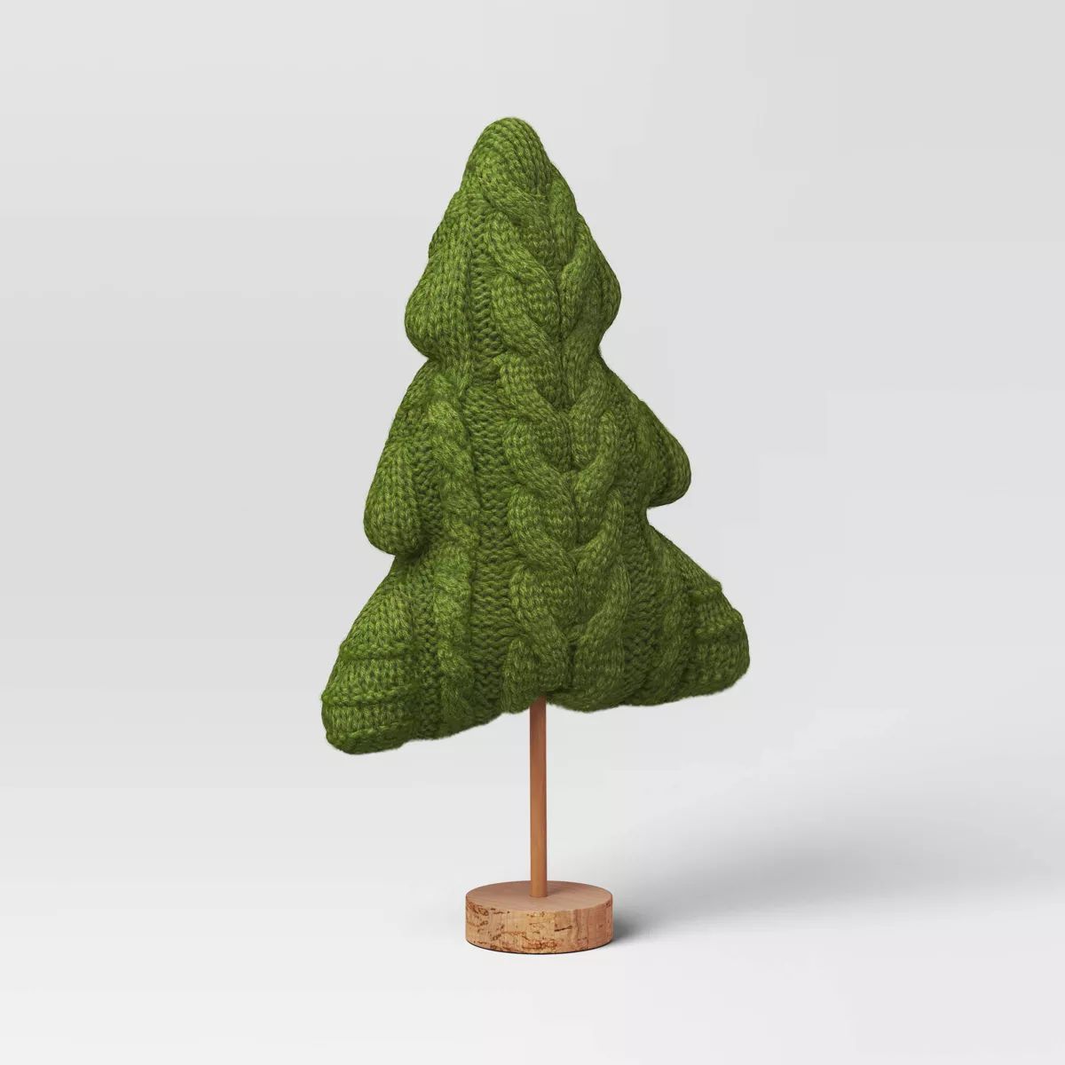 15.5" Sweater Knit Fabric Christmas Tree Figurine with Wood Base - Wondershop™ Green | Target