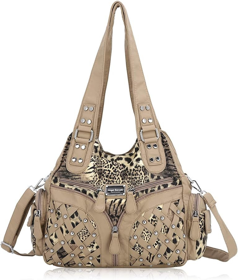 Angel Barcelo Purses and Handbags Women Tote Shoulder Top Handle Satchel Hobo Bags Fashion Washed... | Amazon (US)