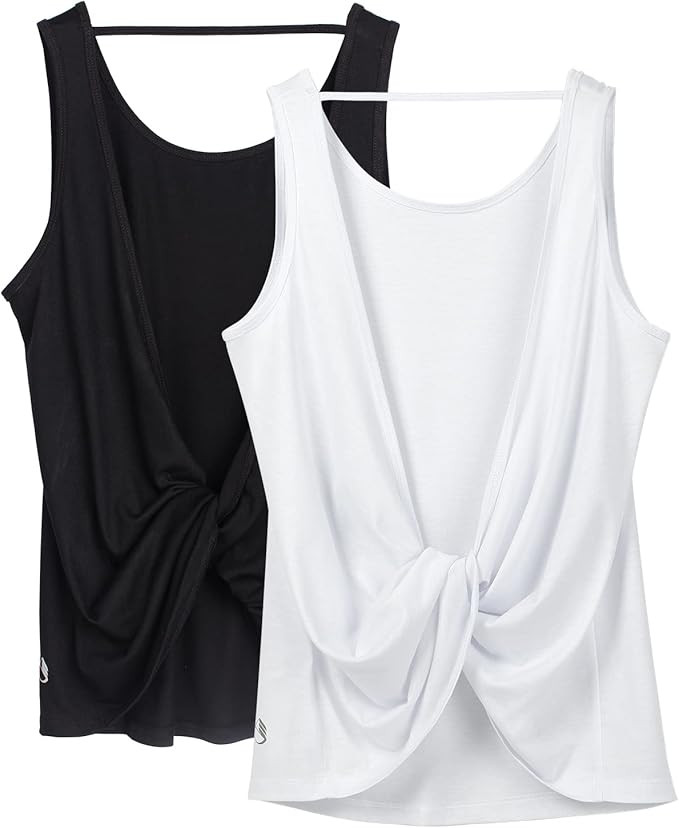 icyzone Workout Tank Tops for Women - Open Back Strappy Athletic Tanks, Yoga Tops, Gym Shirts(Pac... | Amazon (US)