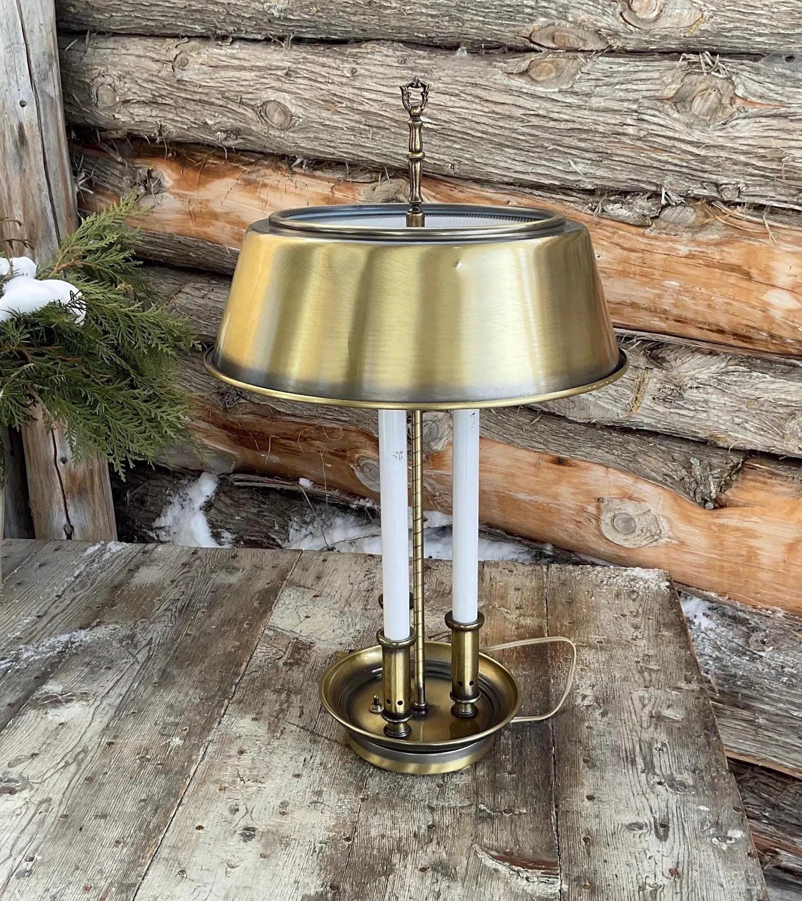 Vintage Table Lamp  Original Gold Metal Shade Quality Candlestick Candelabra Bouillotte Style. | Etsy (Global)
