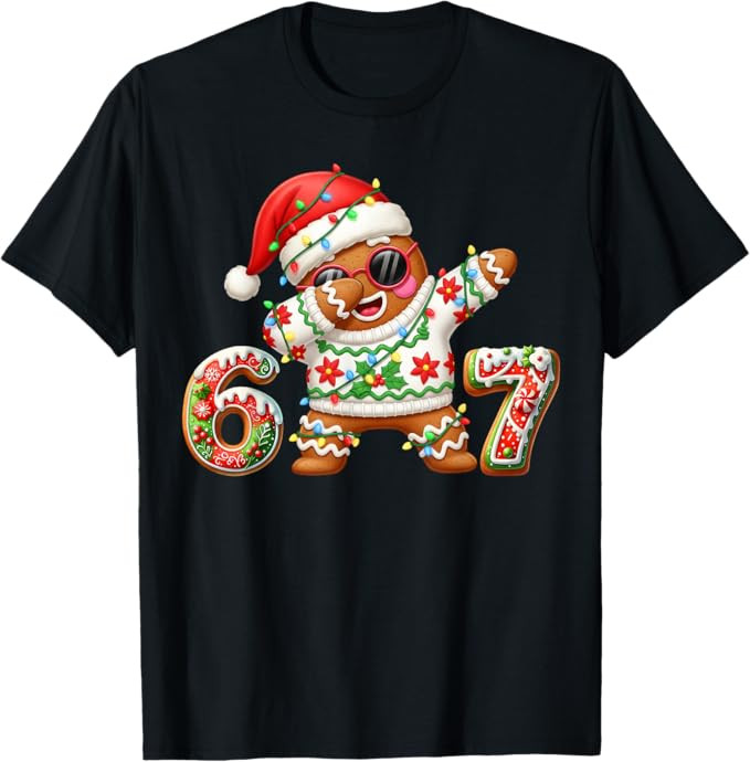 Funny Gingerbread Six Seven 67 Ice Cream Drip Christmas Boys T-Shirt | Amazon (US)