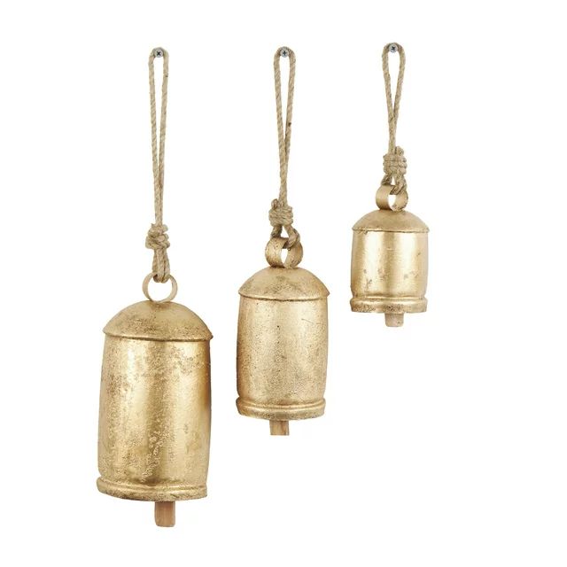 DecMode Gold Metal Tibetan Inspired Decorative Hanging Bell Chime Set of 3 5", 4", 3"H, Features ... | Walmart (US)
