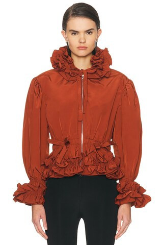 AKNVAS Lovise Ruffle Jacket in Rust | FWRD 