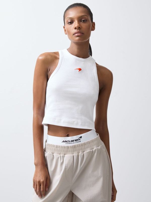 McLaren F1 Ribbed Cotton Embroidered Vest in White | Reiss UK