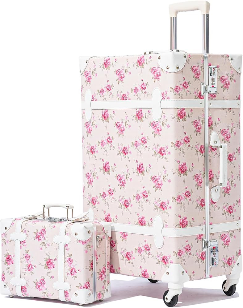 urecity Vintage Suitcase Set for Women, Vintage Luggage Sets for Women 2 Piece, Cute Designer Tru... | Amazon (US)